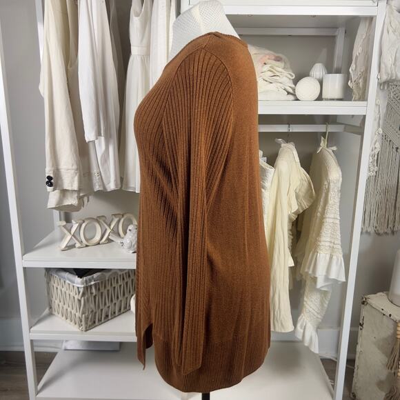 Apt. 9 Womens Sz XXL burnt orange ribbed asymmetrical long sleeve top fall #3108 - Picture 3 of 8